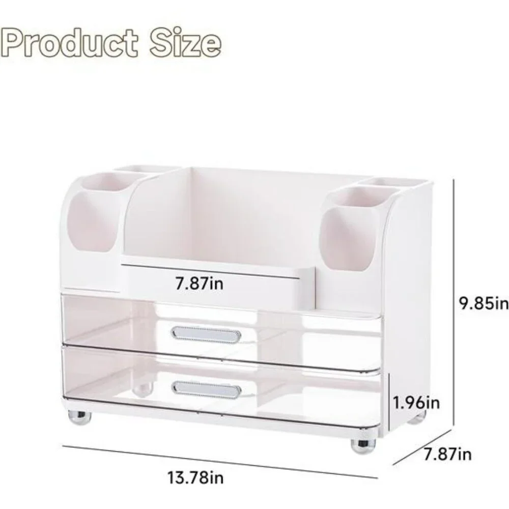 Makeup organizer with drawers vanity cosmetic storage case bathroom countertop